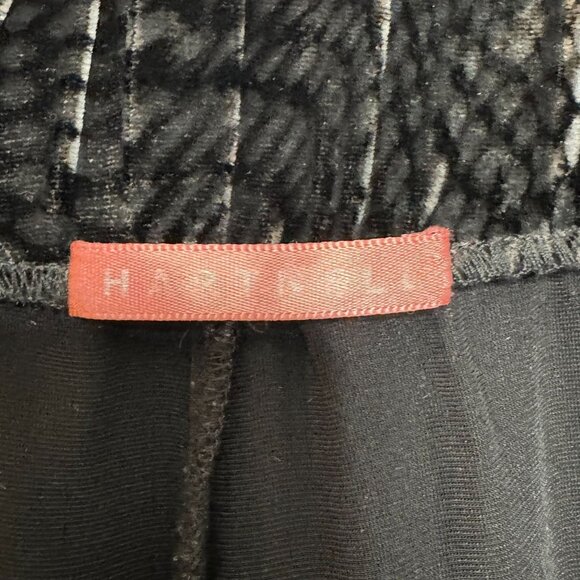 Vintage Hartell Silk Velvet Black Gray Digital Wave Print Wide Crop Leg Pants - Picture 8 of 10